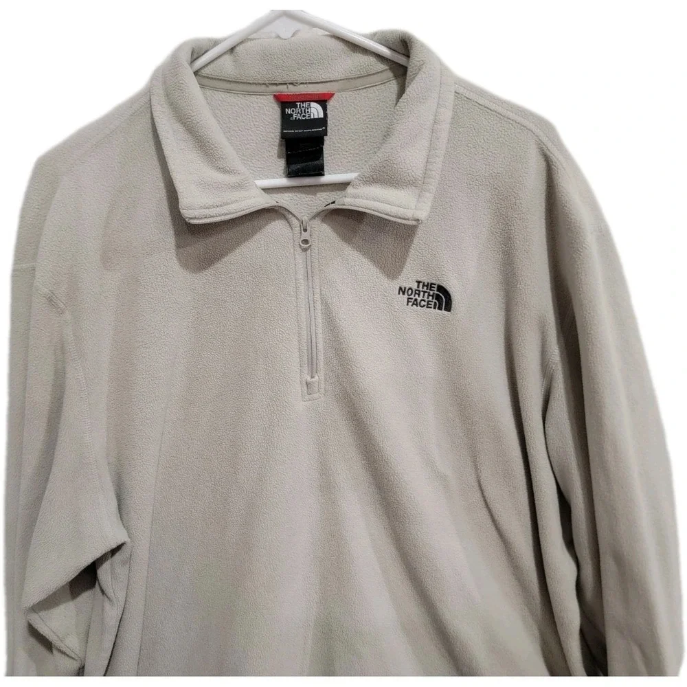 The North Face Men's XL‎ TKA 100 Fleece 1/4 Zip Pullover Jacket Tan Beige Solid